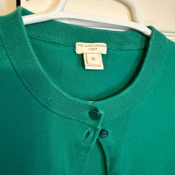 J. Crew The Clare Cardigan Vibrant Green Button-Up 3/4 Sleeves - Picture 2 of 6
